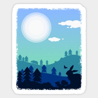 Forest Animals Under Twilight Sticker